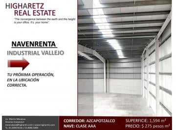 Bodega comercial , Azcapotzalco · Exelente Nave en Renta Industrial Vallejo II