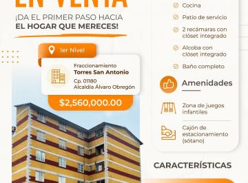Departamento de 3 habitaciones, Alvaro Obregón · Venta Departamento Torres San Antonio