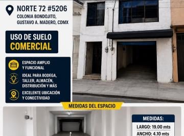 Local comercial , Gustavo A. Madero · Local en Norte 72 - a 5206 Esquina Av 101