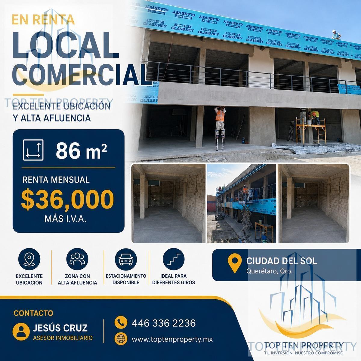 Commercial Space for Rent in Ciudad del Sol, 86 m²