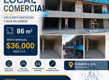 Local comercial · Renta de Local Comercial en Cd del Sol 86 m²