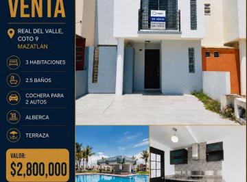 Casa en condominio de 3 habitaciones, Mazatlán · Casa en Venta en Mazatlan, Sinaloa (Real del Valle)