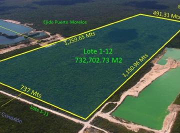 Terreno / Lote · 732703m² · Terreno en Venta en Puerto Morelos Cerca de La Carretera Federal
