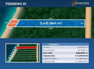 Terreno / Lote · 3415m² · Terreno en Venta en Xulha Frente a Laguna