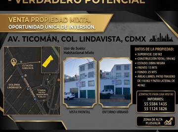Edificio , Gustavo A. Madero · En Lindavista, Sobre Av Ticoman, Magnifica Propiedad.