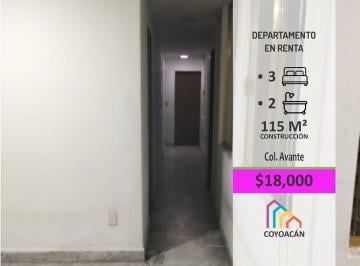 Departamento · 115m² · 3 Recámaras · Renta de Departamento en Colonia Avante