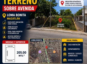 Terreno / Lote , Mazatlán · Terreno en Loma Bonita - Construye Sobre Una Av con Gran Potencial