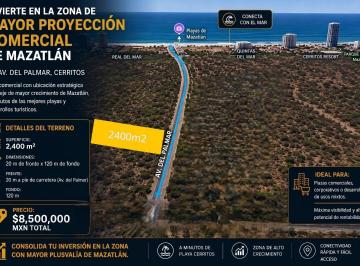 Terreno / Lote , Mazatlán · Terreno en Av del Palmar - Sobre Av, con Máxima Visibilidad en Zona Cerritos