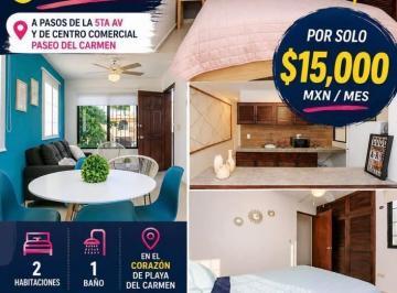 Departamento · 60m² · 2 Recámaras · Departamento Amueblado en Renta | Centro de Playa del Carmen