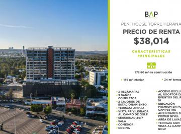 Departamento de 3 habitaciones, León · Departamento de 173 m² con 3 Recámaras en Renta en Punta Campestre