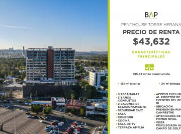 Departamento de 3 habitaciones, León · Departamento de 195 m² con 3 Recámaras en Renta en Punta Campestre