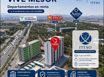 Departamento de 1 habitación, San Pedro Tlaquepaque · Departamento en Renta en Tlaquepaque, Jalisco (Torre The Block Easy Living Iteso)