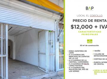 Local comercial , León · Local de 63 m² en Renta en El Conjunto Habitacional Coecillo