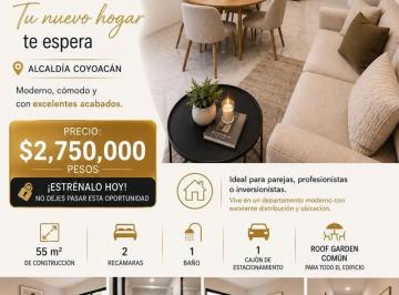 1 · Departamento en Venta en Pedregal de Santa Úrsula, Coyoacán con Roof Garden y Cocina Integral