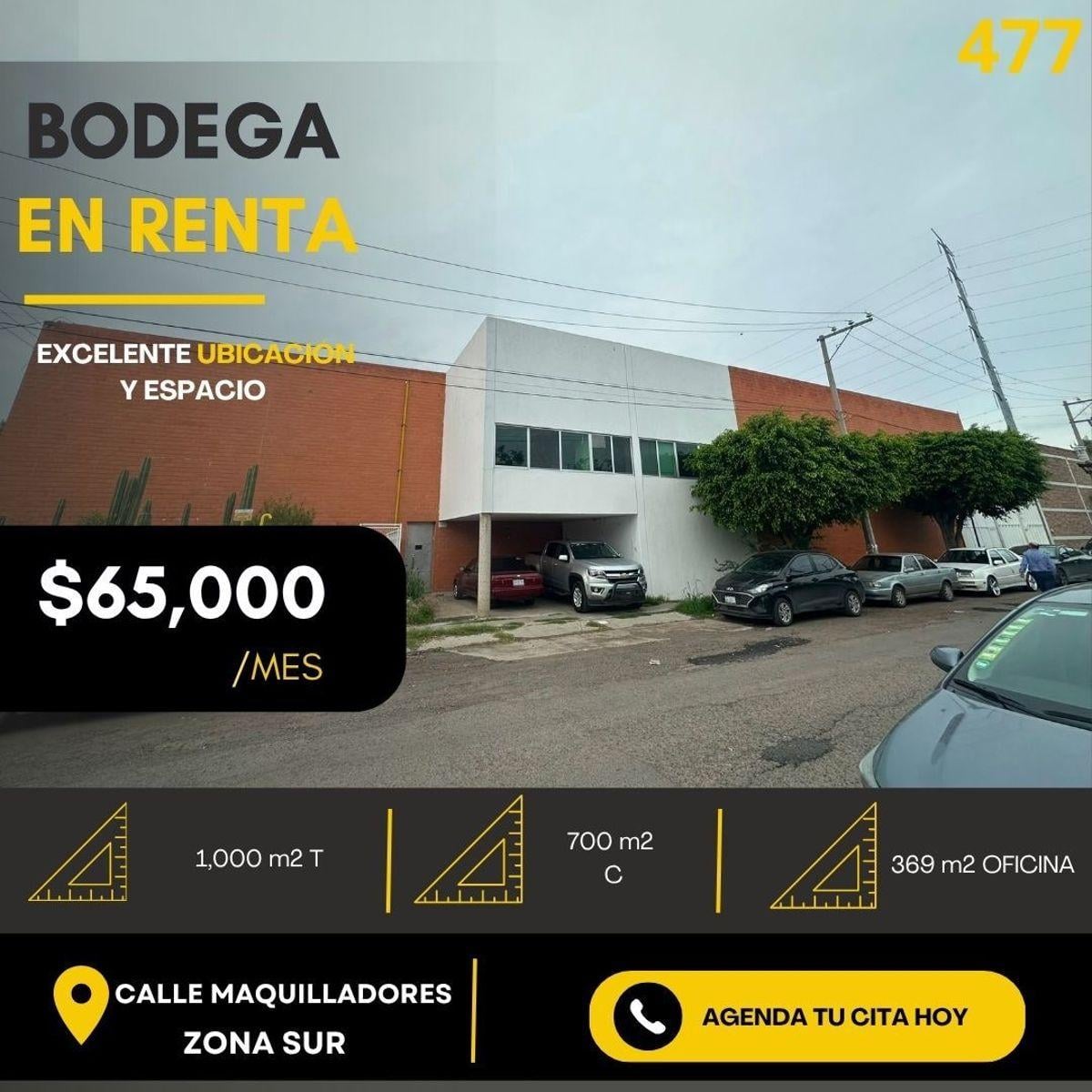 Industrial Warehouse for Rent on Maquiladores Street, Industrial City, 1,000 m²