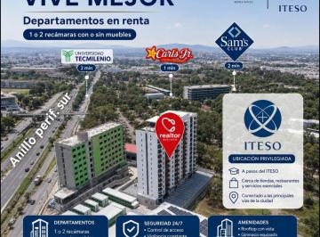 Departamento de 1 habitación, San Pedro Tlaquepaque · Departamento en Renta Nuevo en The Block Easy Living Iteso