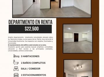 Departamento de 3 habitaciones, Zapopan · Departamento Remodelado Naciones Unidas