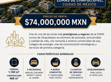 Casa · 486m² · 5 Recámaras · 10 Estacionamientos · Lujosa Casa en Lomas de Chapultepec