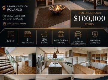 Departamento en Renta de 3 habitaciones Polanco · PH con Excelentes Vistas y 3 Estacionamientos en Polanco