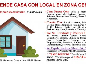 Casa de 2 habitaciones, Durango · Vendo Casa Nueva con Local Al Frente en Zona Centro
