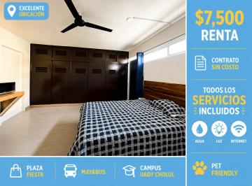 Departamento de 1 habitación, Mérida · $7,500 Renta Plaza Fiesta Mayabus Jardines de Mérida Todos Los Servicios