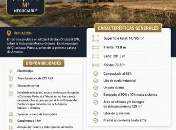 Terreno industrial , Puebla · Oportunidad! Terreno Industrial en Venta, Excelente Ubicacion Sobre Autopista Mexico - Orizaba.