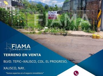a1d7e08e6a5dfda844aed1005c20e45383a5252a8ed44e6686d5fbfb240d5e32 · Terreno en Venta Sobre Blvd. Tepic–xalisco, Col. El Progreso, Xalisco, Nay. (F)
