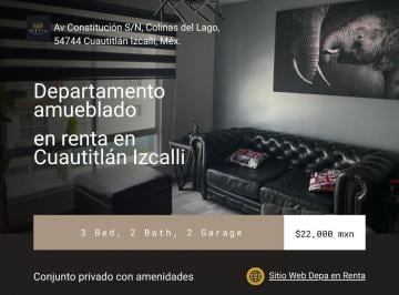 Departamento de 3 habitaciones, Cuautitlán Izcalli · Departamento Amueblado en Renta en Sittia Residencial