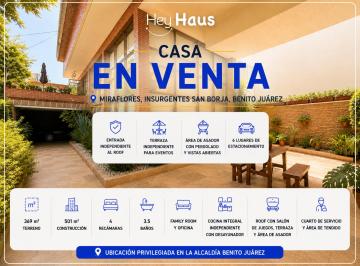 Casa de 4 habitaciones, Benito Juárez · Casa en Venta en Insurgentes San Borja, Benito Juárez