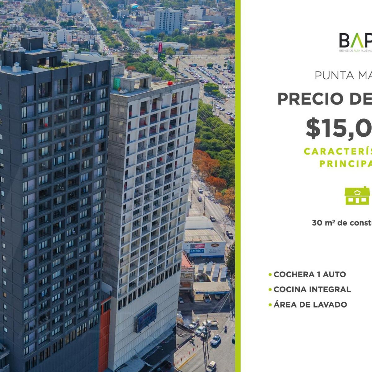 Departamento de 30 m&sup2; con 1 Habitación en Renta en Torre Punta Mayor