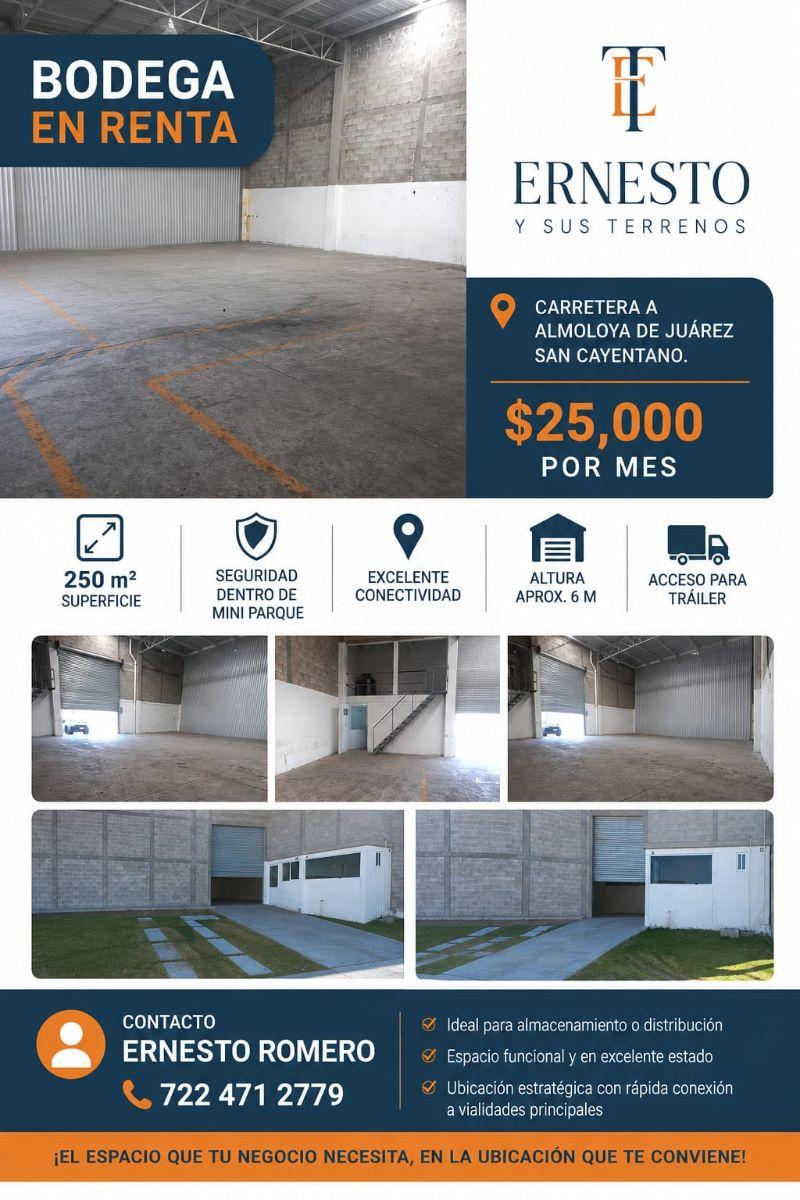 Commercial Warehouse for Rent, 250 m², in San Cayetano