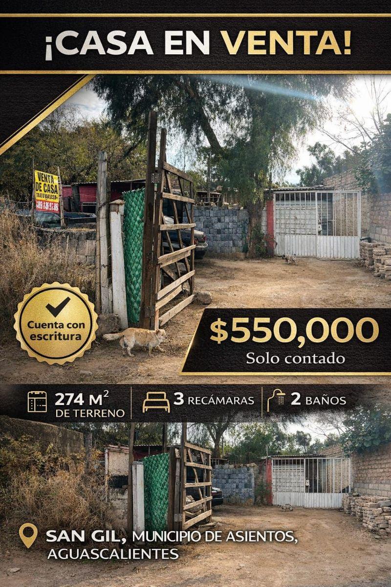 Country House for Sale / 3 Bedrooms / 2 Bathrooms / San Gil Community / Asientos Municipality