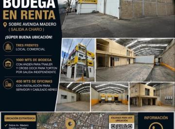 Bodega comercial de 2 habitaciones, Morelia · Bodega Comercial en Renta en Francisco I. Madero con Cámaras de Refrigeración