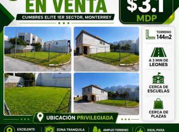 Terreno / Lote · 144m² · 2 Estacionamientos · Terreno - Cumbres Elite