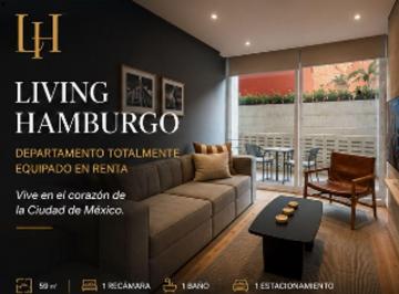 Departamento de 1 habitación, Cuauhtémoc · Departamento de 59 m² en Renta en Col. Juárez, Se Encuentra en Pb, a Unos Pasos de Reforma 222