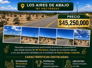 Terreno comercial , Ramos Arizpe · Gran Oportunidad de Inversión – Terreno en Venta en Los Aires de Abajo
