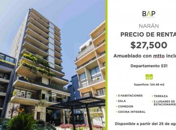 Departamento de 3 habitaciones, León · Departamento de 124 m² con 3 Recámaras en Renta en Narán