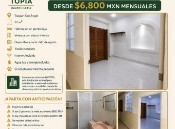 Departamento de 1 habitación, Alvaro Obregón · Habitación en Renta Cerca del Itam con Todos Los Servicios Incluidos