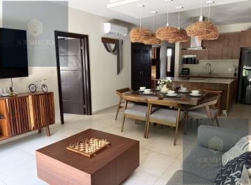 Sala comedor cocina · Departamento de 3 Recámaras en Renta | Selvanova Coto 11, Piso 3, Playa del Carmen