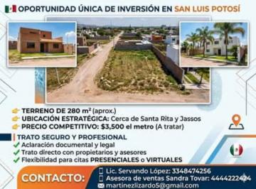 Terreno / Lote , Villa de Pozos · Terreno de 280 m² en Venta – Zona Santa Rita / Jassos – Plusvalía Garantizada