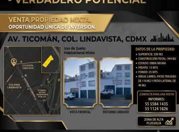 Terreno comercial , Gustavo A. Madero · Venta Terreno, Av Ticomán, Lindavista, Excelente Ubicación.