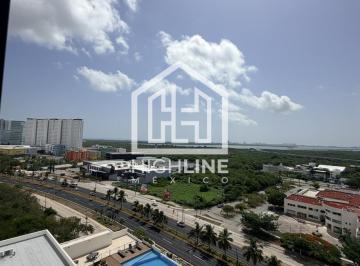 Departamento · 45m² · 1 Recámara · 1 Estacionamiento · Departamento Studio Vista Al Mar Amueblado en Renta Cancun con Alberca y Gimnasio Av Principal