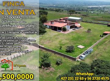 Rancho de 3 habitaciones, Amealco de Bonfil · Finca en Venta en La Torre, Amealco – 27,000 m² con Casa y Amplias Áreas Verdes