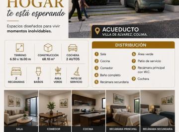 Casa · 68m² · 2 Recámaras · 2 Estacionamientos · Casa en Preventa Fraccionamiento Acueducto
