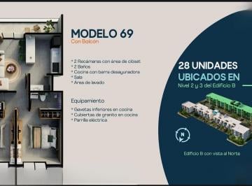 Departamento · 69m² · 2 Recámaras · 1 Estacionamiento · Departamento en Venta en Real Montejo, Mérida Yucatán (Mod 69)