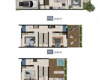 Casa · 175m² · 3 Recámaras · 2 Estacionamientos · Townhouse en Venta en Residencial Amaite, Telchac Puerto, Yucatán