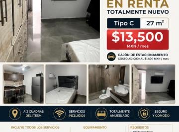 Departamento de 1 habitación, Monterrey · Loft en Renta – Zona Tec Monterrey