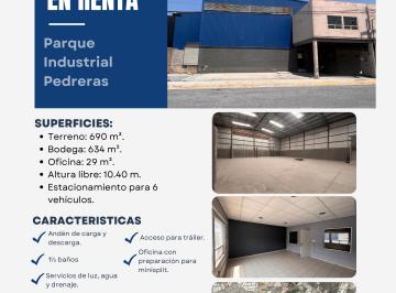 Bodega comercial de 1 habitación, Santa Catarina · Bodega en Renta – Parque Industrial Pedreras