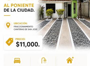 Casa de 3 habitaciones, Aguascalientes · Casa en Renta en Fraccionamiento Canteras de San Jose / Frente a un Parque / 3 Recamaras / 2 Baños