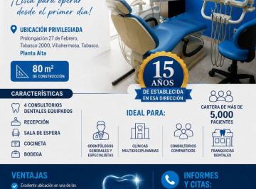 Local comercial , Villahermosa · Traspaso o Renta: Clínica Dental Equipada | 15 Años de Acreditación y 5,000 Pacientes | Tabasco 2000